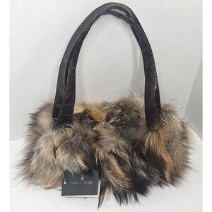 Paolo Masi Real Fox Fur Purse Handbag With Tags Greece 3974 Shoulder Bag
